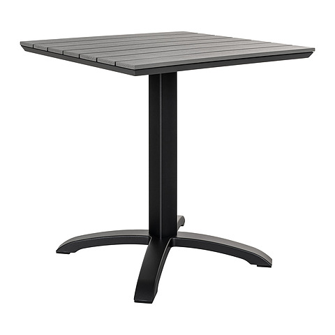 Lauko staliukas Chicago, medienos imitacijos stalviršis, 70x70x72 cm (pilka / juoda)