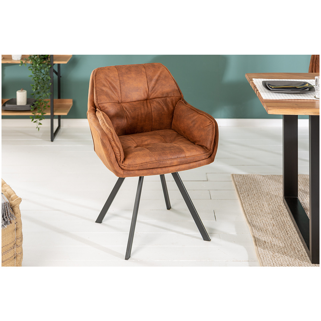 Kėdė Lounger, šviesiai ruda, su ranktūriais, pasukama