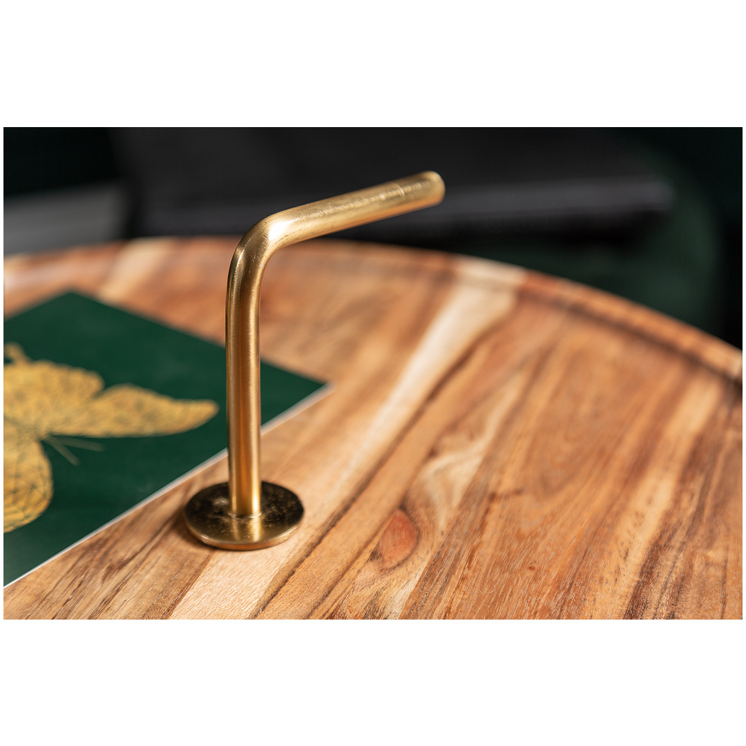 Šoninis staliukas SimplyClever 41 cm, aukso spalvos, akacija