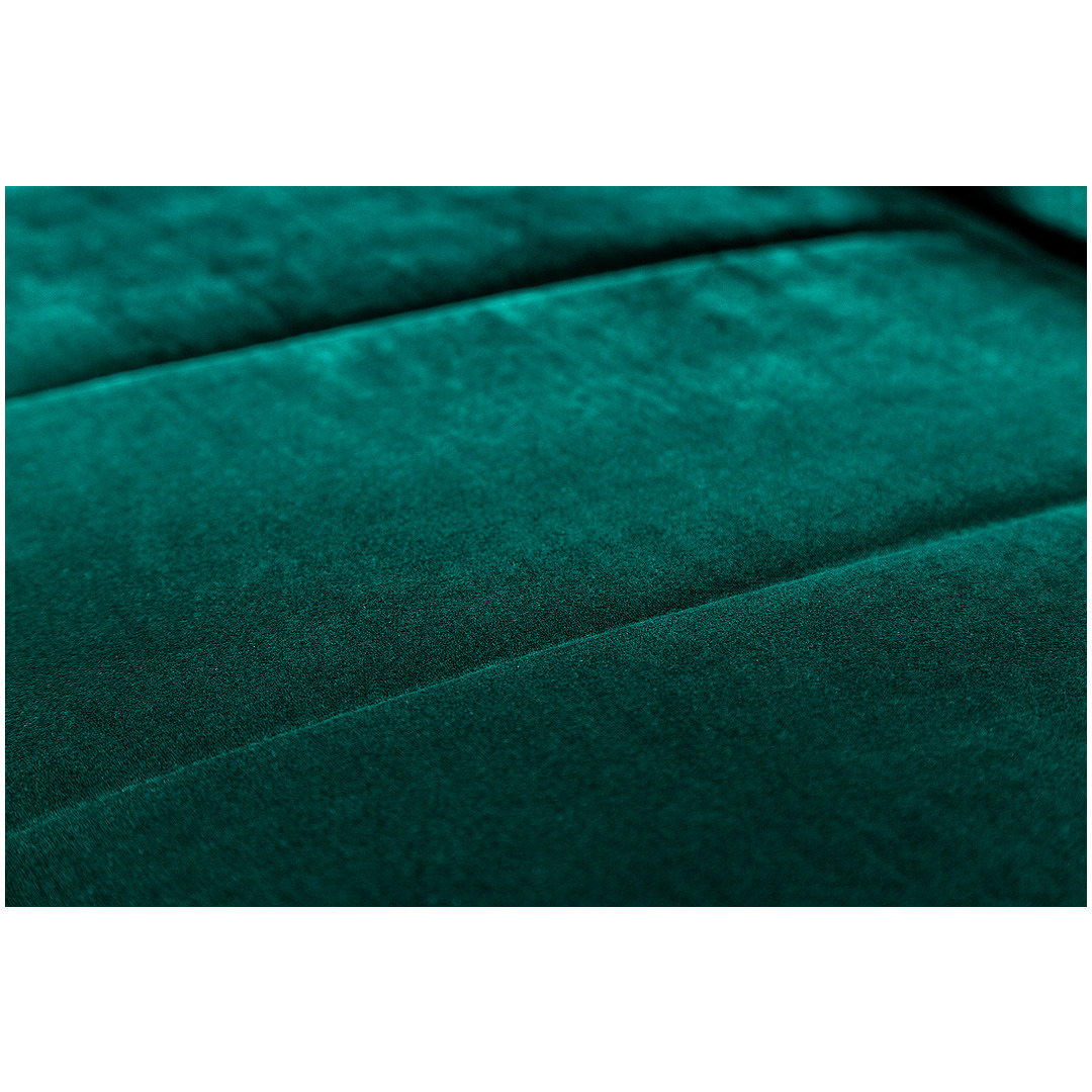 Sofa-lova Divani II 215 cm, smaragdo žalios spalvos, aukso spalvos kojos, veliūras