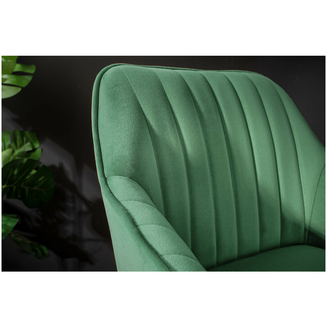 Baro kėdė Turin, smaragdo žalios spalvos, veliūras, 2 vnt.
