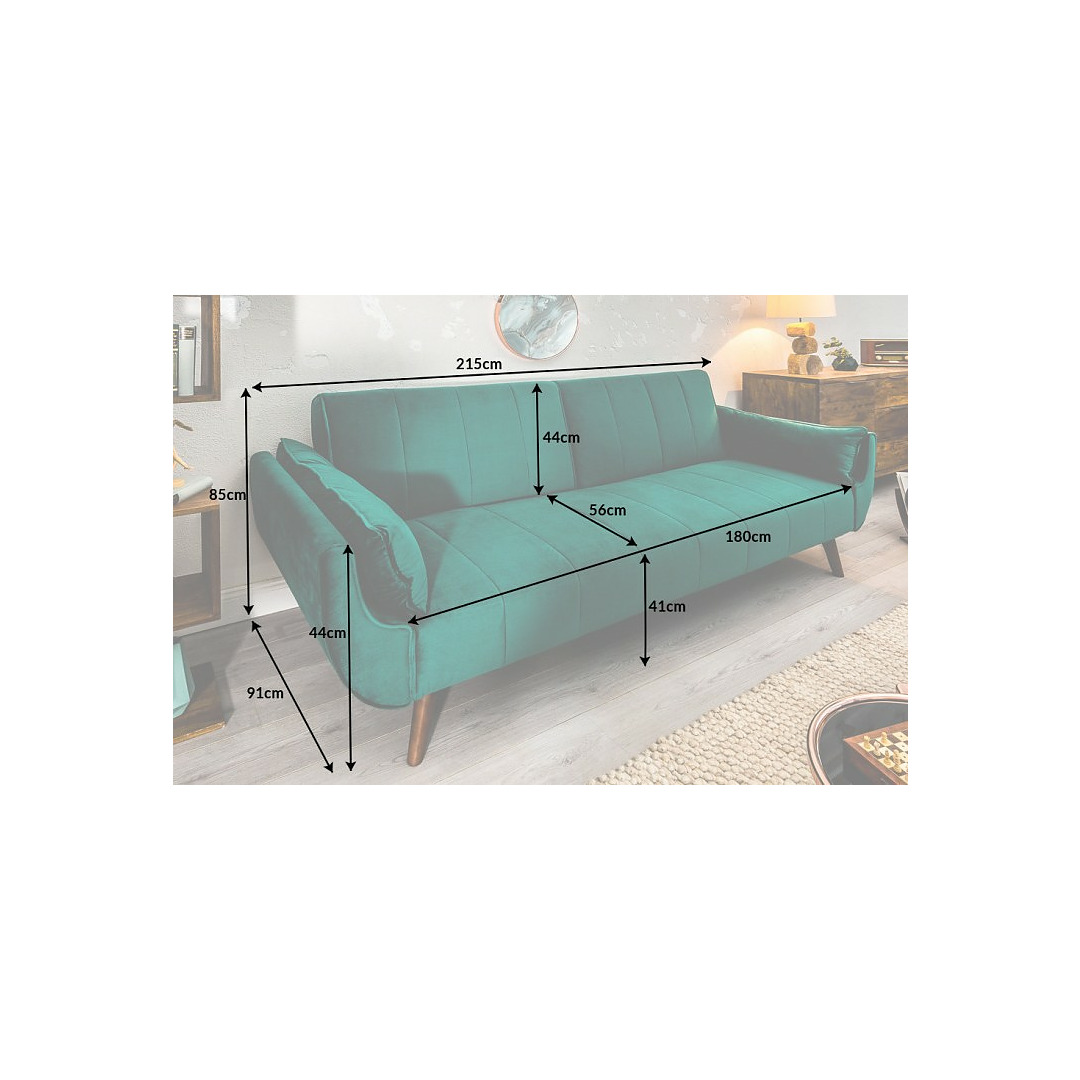 Sofa-lova Divani II 215 cm, smaragdo žalios spalvos, veliūras