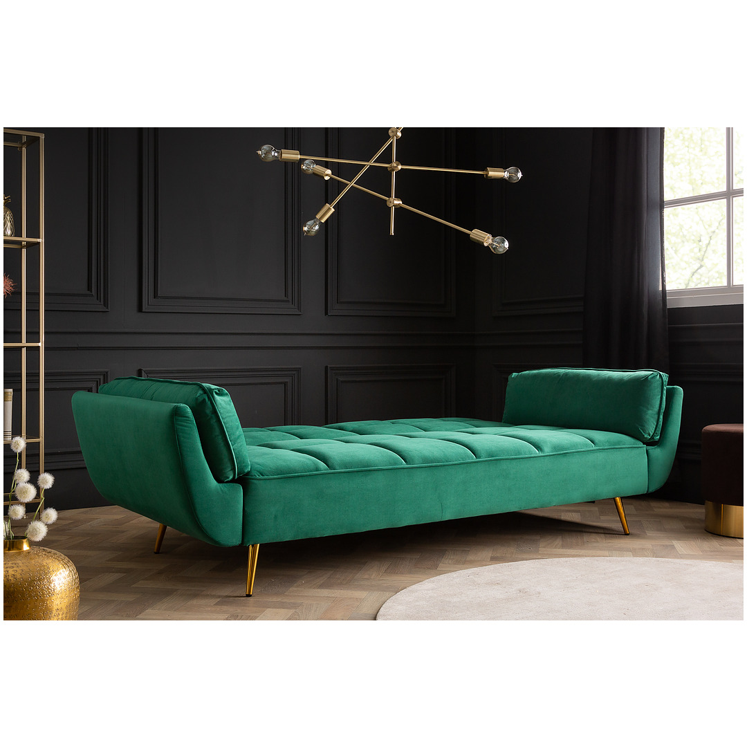 Sofa-lova Boutique 215 cm, smaragdo žalios spalvos, veliūras
