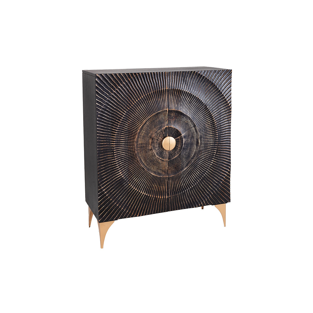 Aukšta komoda Bailey, 120 cm, juodos ir aukso spalvos