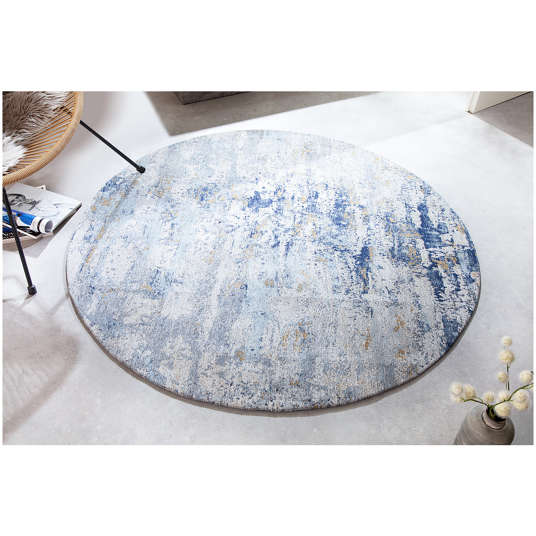 Kilimas Modern Art, 150 cm, apvalus, mėlynos ir smėlio spalvos