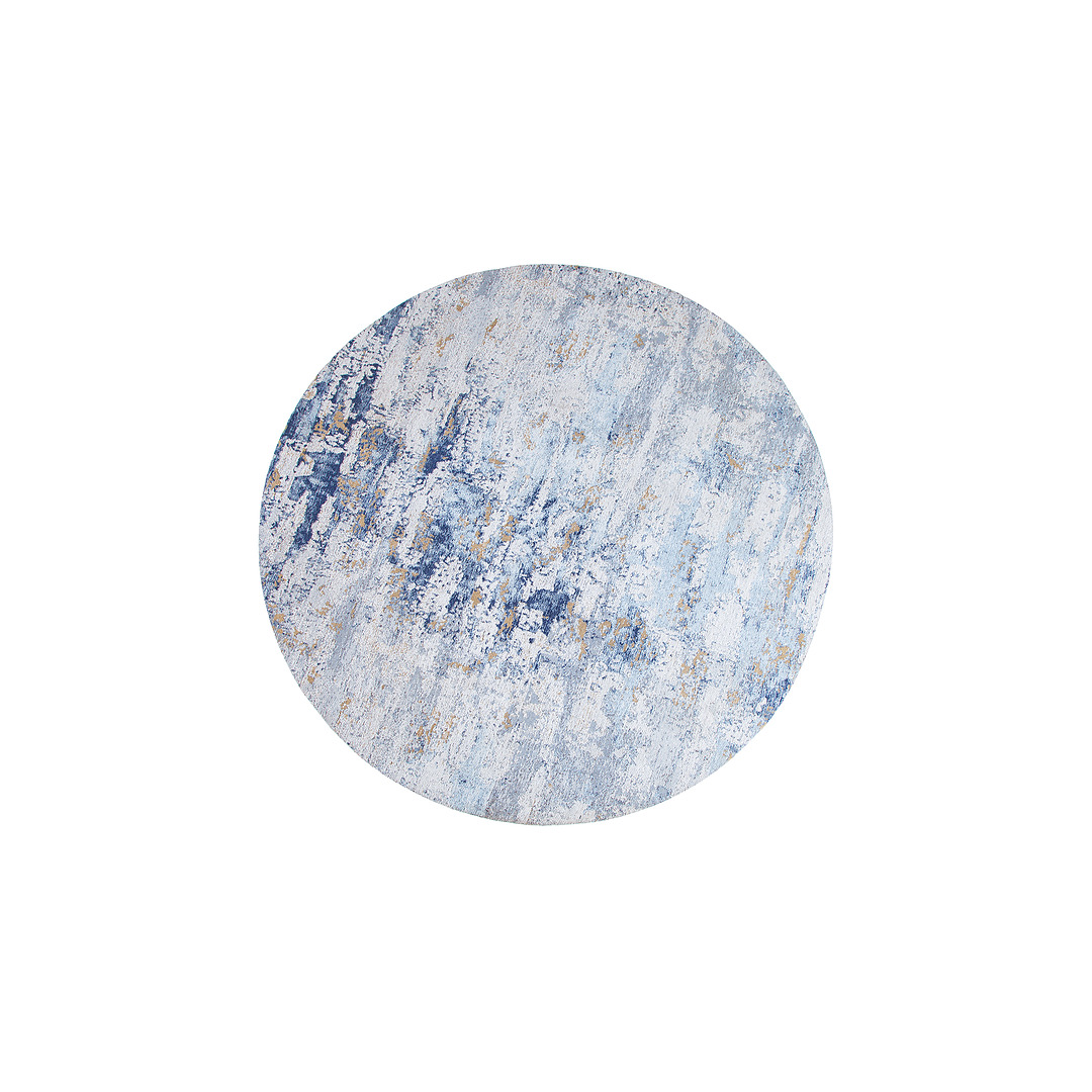 Kilimas Modern Art, 150 cm, apvalus, mėlynos ir smėlio spalvos
