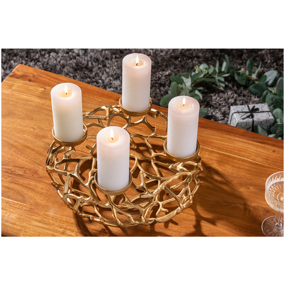 Žvakidė, 4 žvakėms Abstract, 38 cm, aukso spalvos