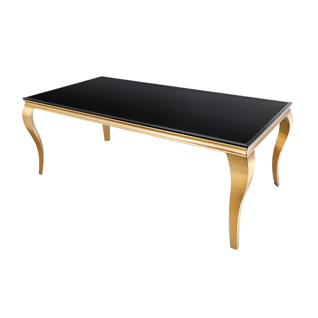Valgomojo stalas Modern Barock, 200 cm, juoda, aukso, opalo dekoras