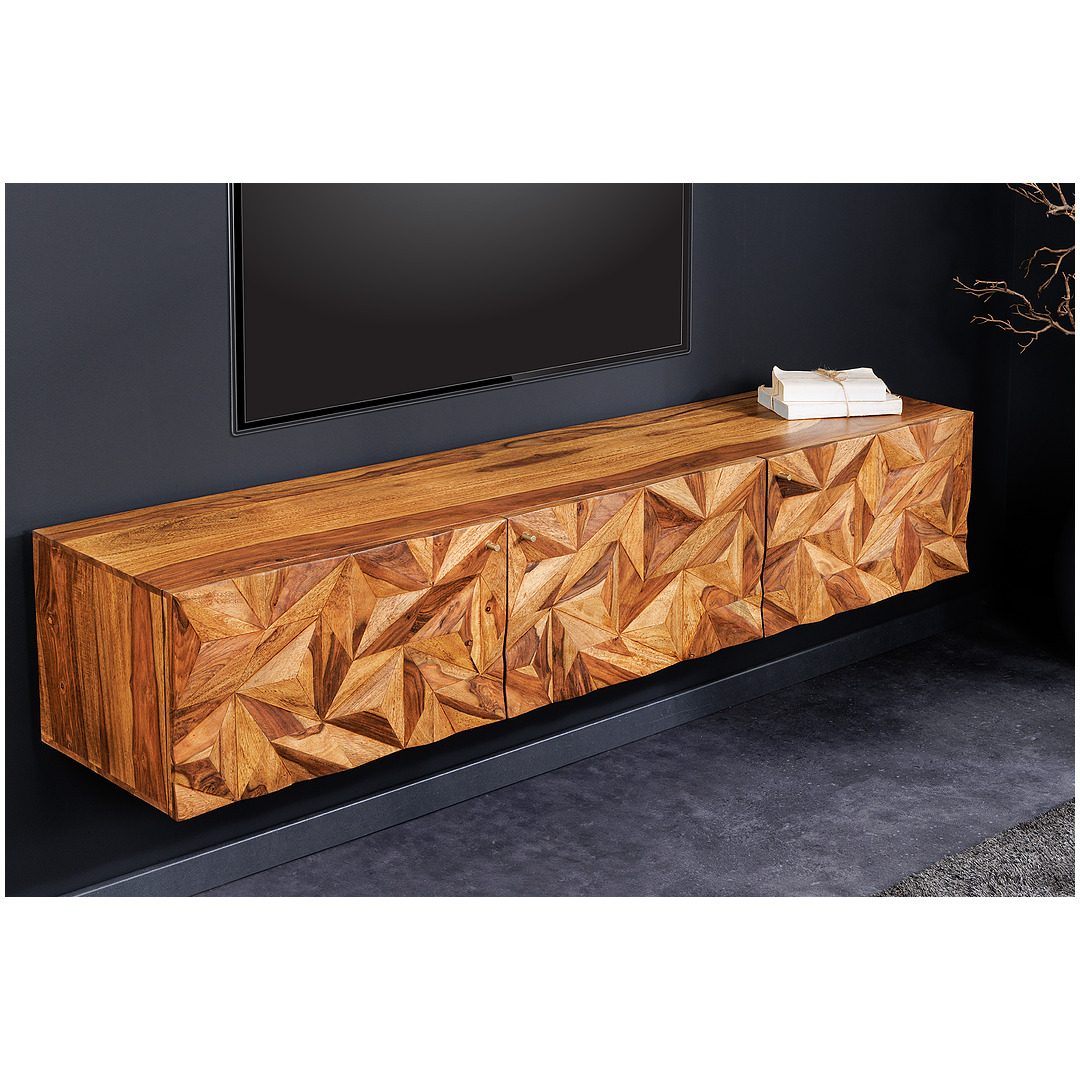 Žema TV komoda, Alpine, 160 cm, rausvoji darbergija, pakabinama