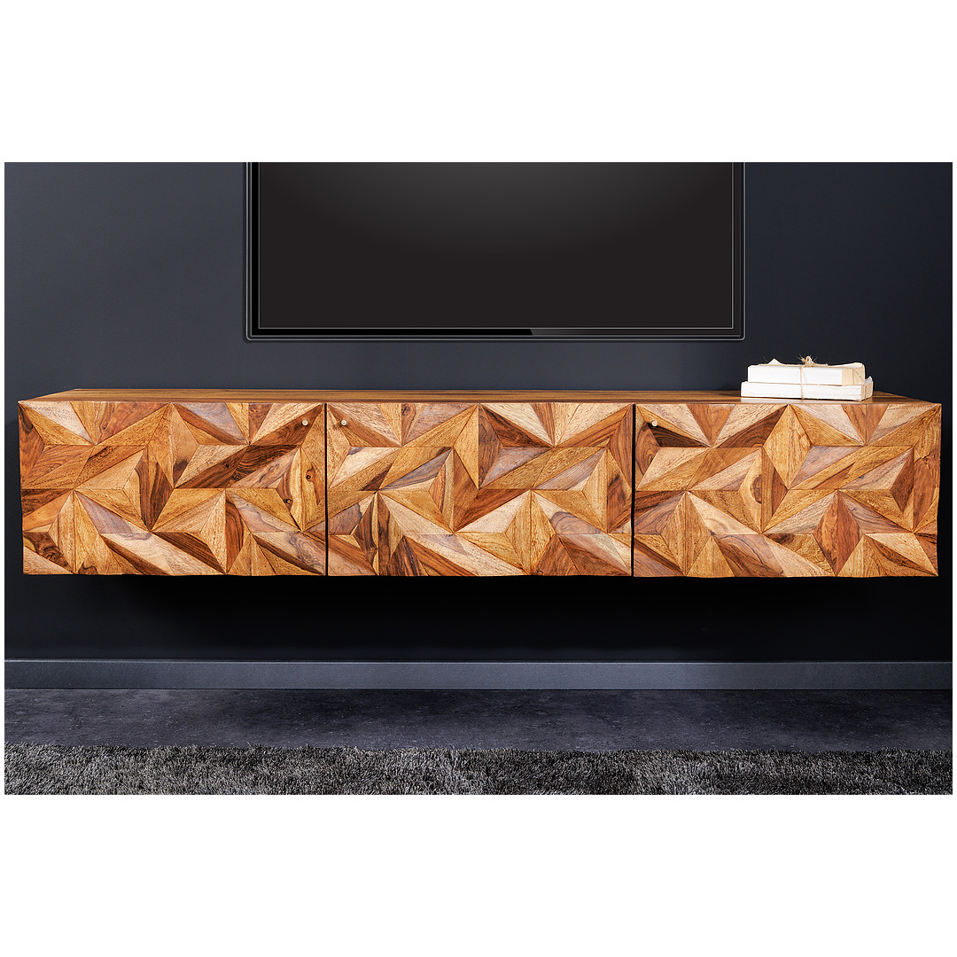 Žema TV komoda, Alpine, 160 cm, rausvoji darbergija, pakabinama