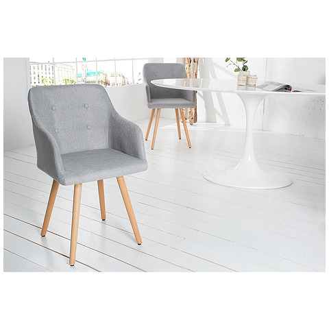 Kėdė Scandinavia su ranktūriais, struktūrinė medžiaga, šviesiai pilkos spalvos, 2 vnt.