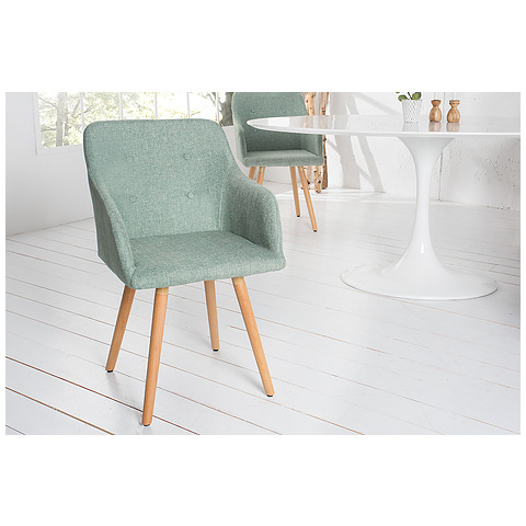 Kėdė Scandinavia su ranktūriais, struktūrinė medžiaga, žalios spalvos, 2 vnt.