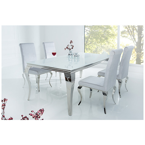 Valgomojo stalas Modern Barock, 180 cm, baltos ir sidabro spalvos