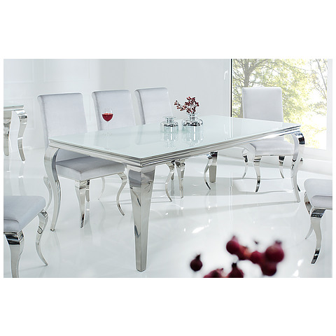 Valgomojo stalas Modern Barock, 200 cm, baltos ir sidabro spalvos