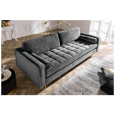 Sofa Cozy Velvet, 225 cm, pilka, veliūras