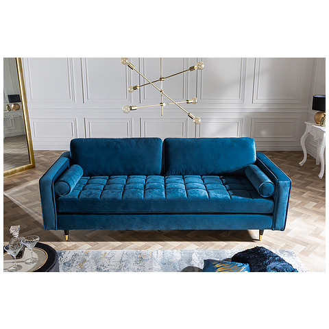 Sofa Cozy Velvet, 225 cm, vandens mėlynos spalvos, veliūras