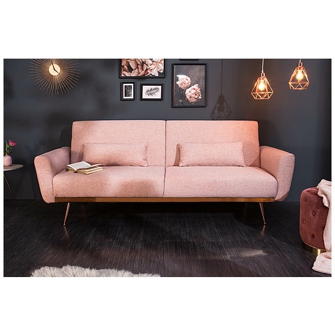 Sofa-lova Bellezza 210 cm, sendintos rožinės spalvos, faktūrinis audinys