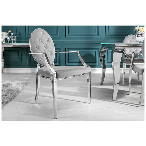 Kėdė Modern Barock su ranktūriais, karališkos pilkos spalvos