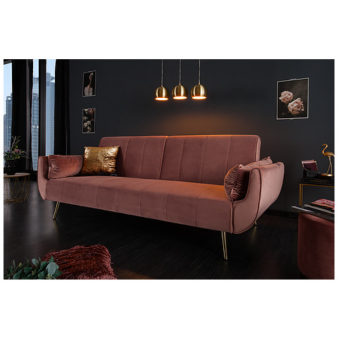 Sofa-lova Divani II, 215 cm sendintos rožinės ir aukso spalvos, veliūras