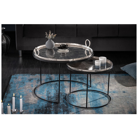 Kavos staliukas Elements Oriental, 2 dalių, sidabro spalvos