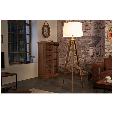 Pastatomas šviestuvas Tripod 160 cm, baltas, pušis