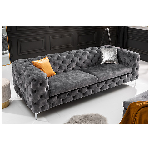 Sofa Modern Barock 240 cm, tamsiai pilkos spalvos, veliūras