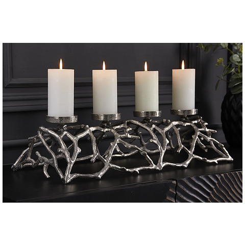 Žvakidė, 4 žvakėms Abstract, 60 cm, sidabro