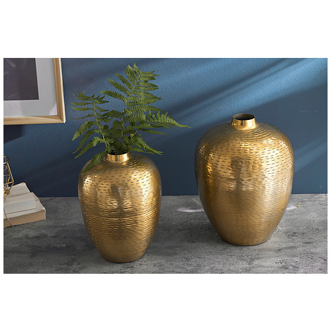 Vaza Oriental, 2 dalių komplektas, 31 cm aukso spalvos, kaltinis dekoras