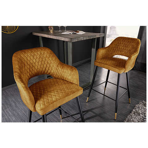 2-jų baro kėdžių komplektas Paris Ziersteppung, garstyčių geltona, aksomas