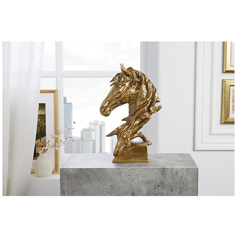 Žirgo galvos skulptūra Caballo, 40 cm, aukso