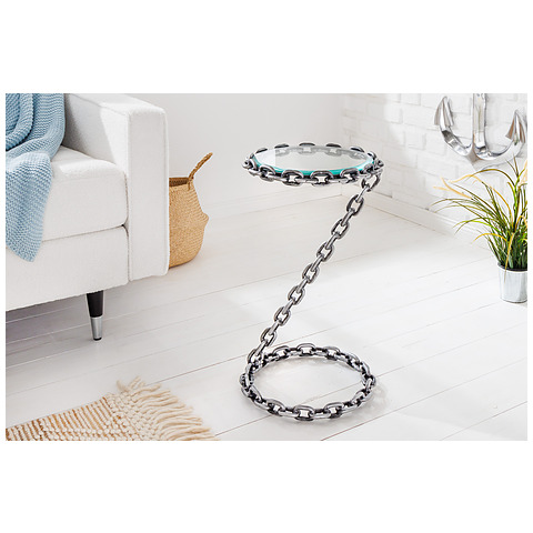 Pristatomas staliukas Chain, 55 cm, stiklo plokštė