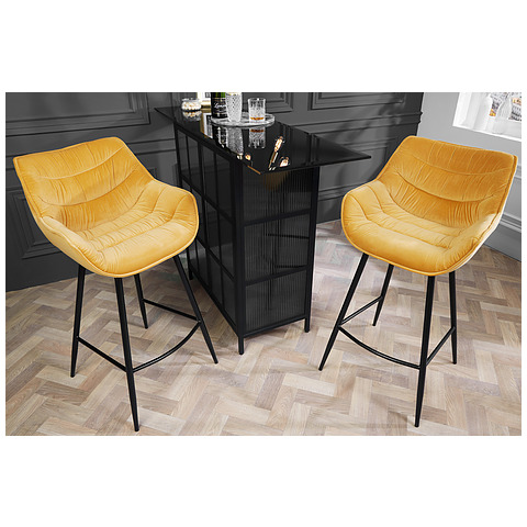 2-jų baro kėdžių komplektas, The Dutch Comfort, aksomas, garstyčių geltona