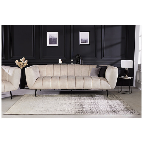 Sofa Noblesse, 225 cm, aksomas, šampano, juoda