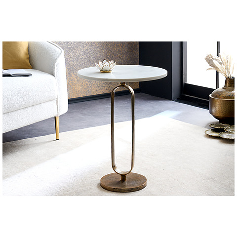 Pristatomas staliukas, Elegance, 60 cm, marmuras, balta, aukso