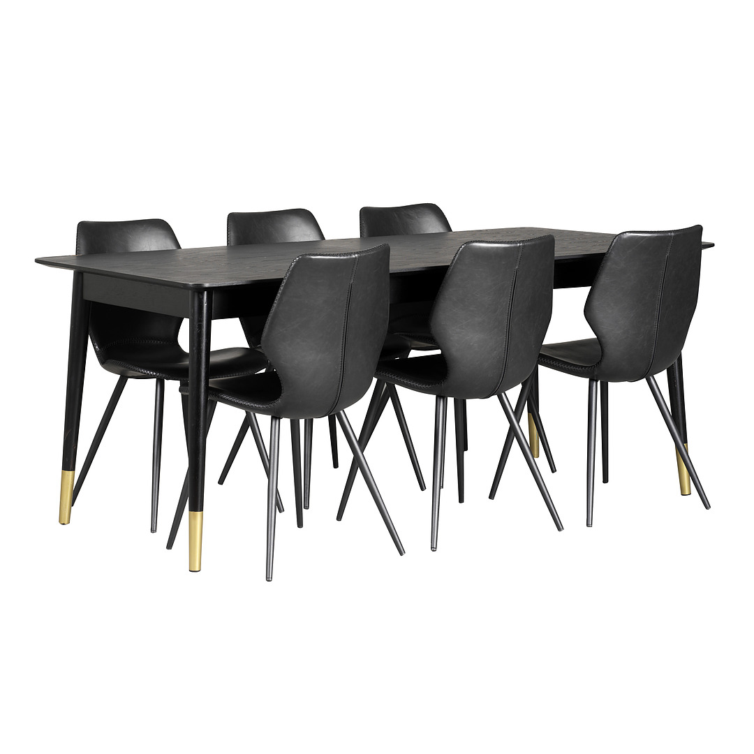 Valgomojo stalas Fenwood, 180 cm (juoda)