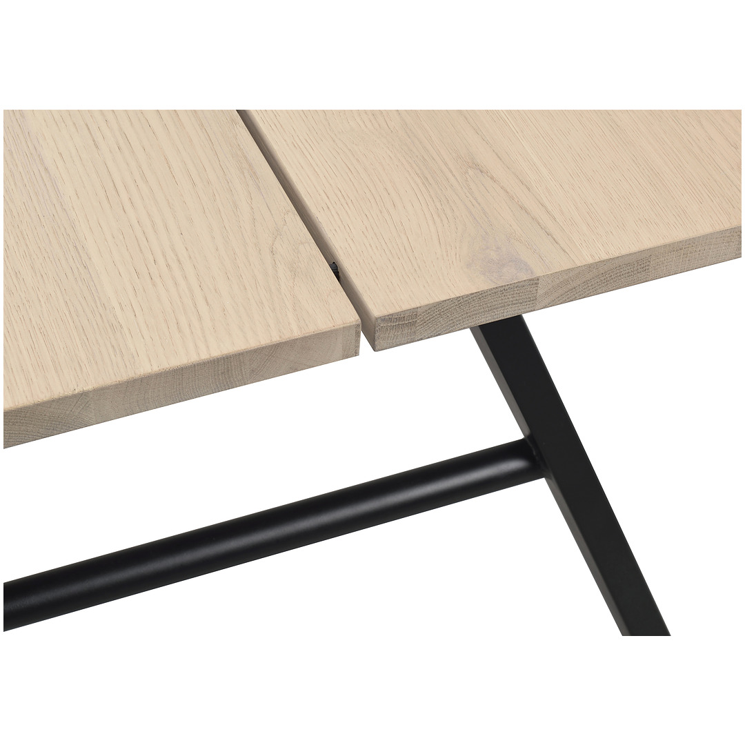 Valgomojo stalas Brigham, 220x90 cm (balinto laukinio ąžuolo / juoda)