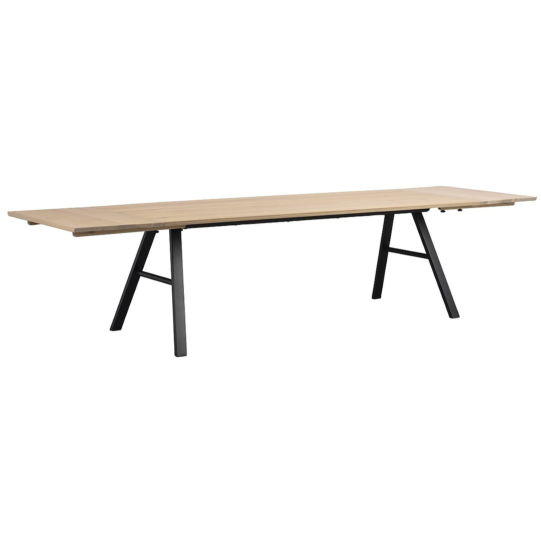 Valgomojo stalas Brigham, 220x90 cm (balinto laukinio ąžuolo / juoda)