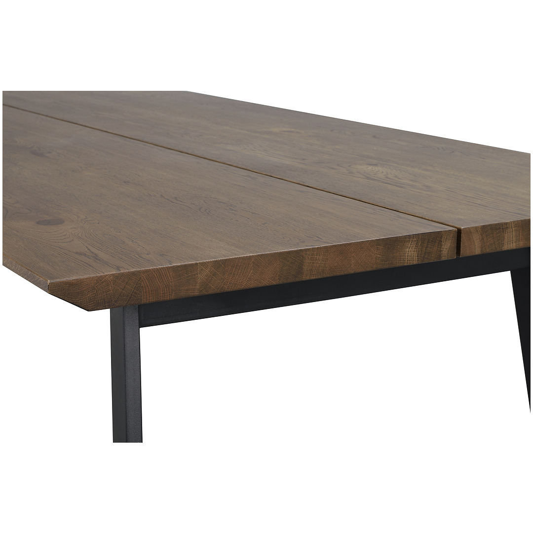 Valgomojo stalas Melville, 120x95 cm (rudas ąžuolas / juodas metalas)
