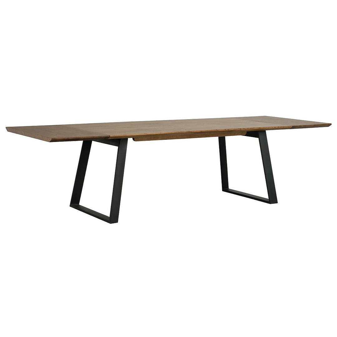 Valgomojo stalas Melville, 120x95 cm (rudas ąžuolas / juodas metalas)
