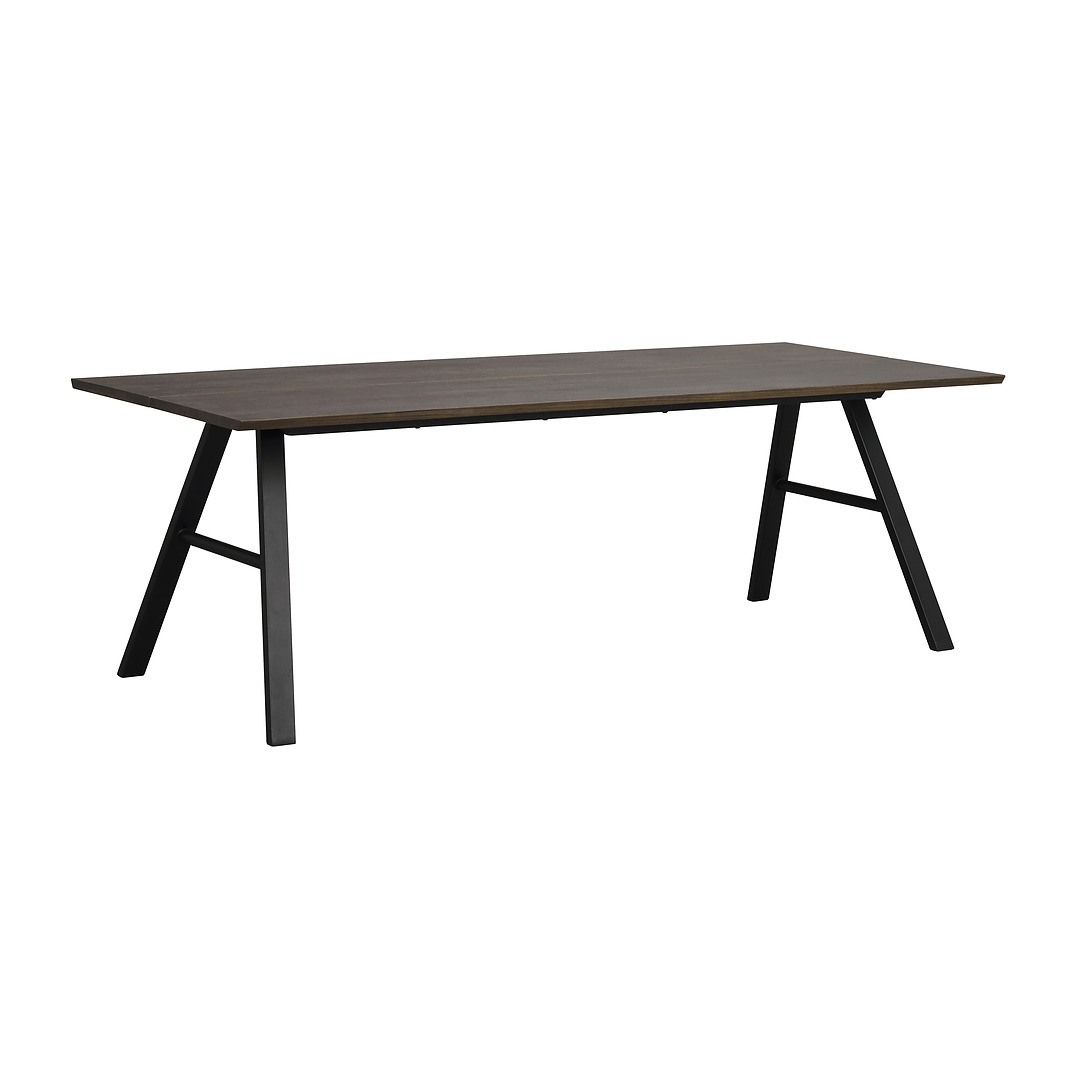 Valgomojo stalas Brigham, 220x90 cm (rudo laukinio ąžuolo / juoda)