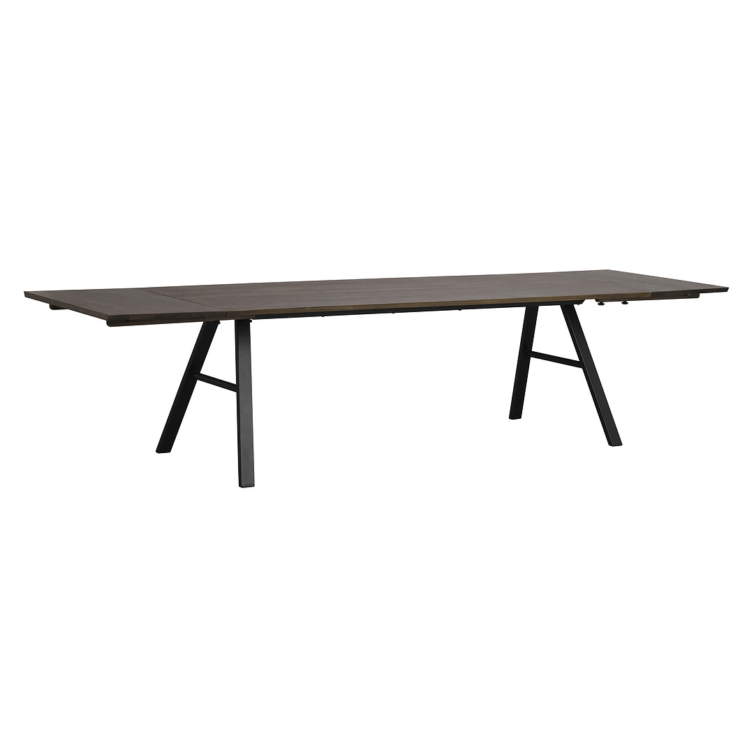Valgomojo stalas Brigham, 220x90 cm (rudo laukinio ąžuolo / juoda)
