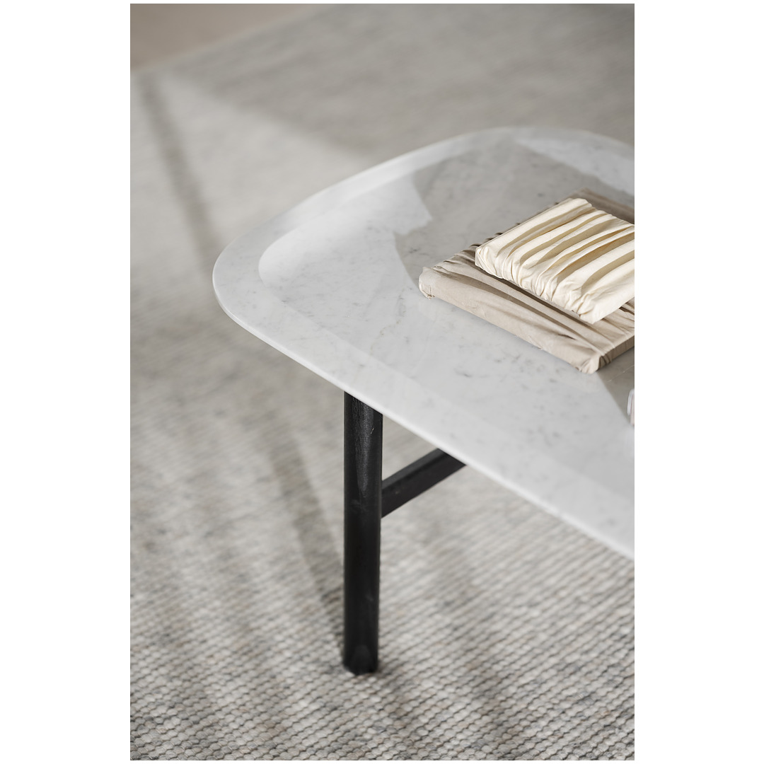 Kavos staliukas Hammond, 135x62 cm, ąžuolo mediena, marmuras (juoda / balta)