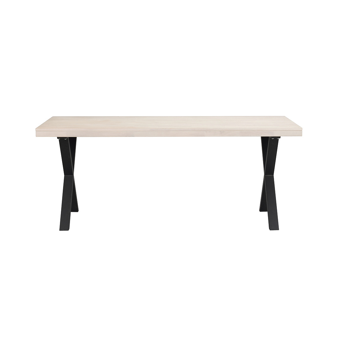 Valgomojo stalas Brooklyn, 170x95 cm (balkšvas ąžuolas / X formos kojos)
