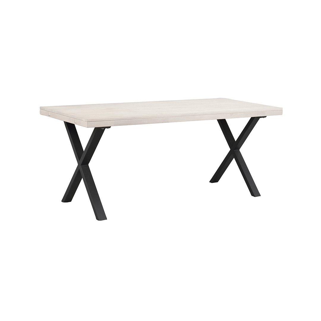 Valgomojo stalas Brooklyn, 170x95 cm (balkšvas ąžuolas / X formos kojos)