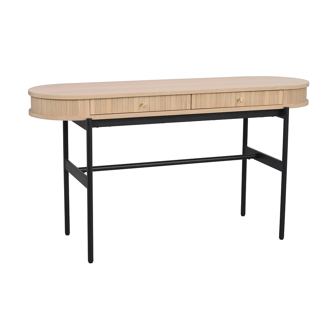 Rašomasis stalas-konsolė Haddington, 142 cm, ąžuolo mediena (balkšva / juoda)