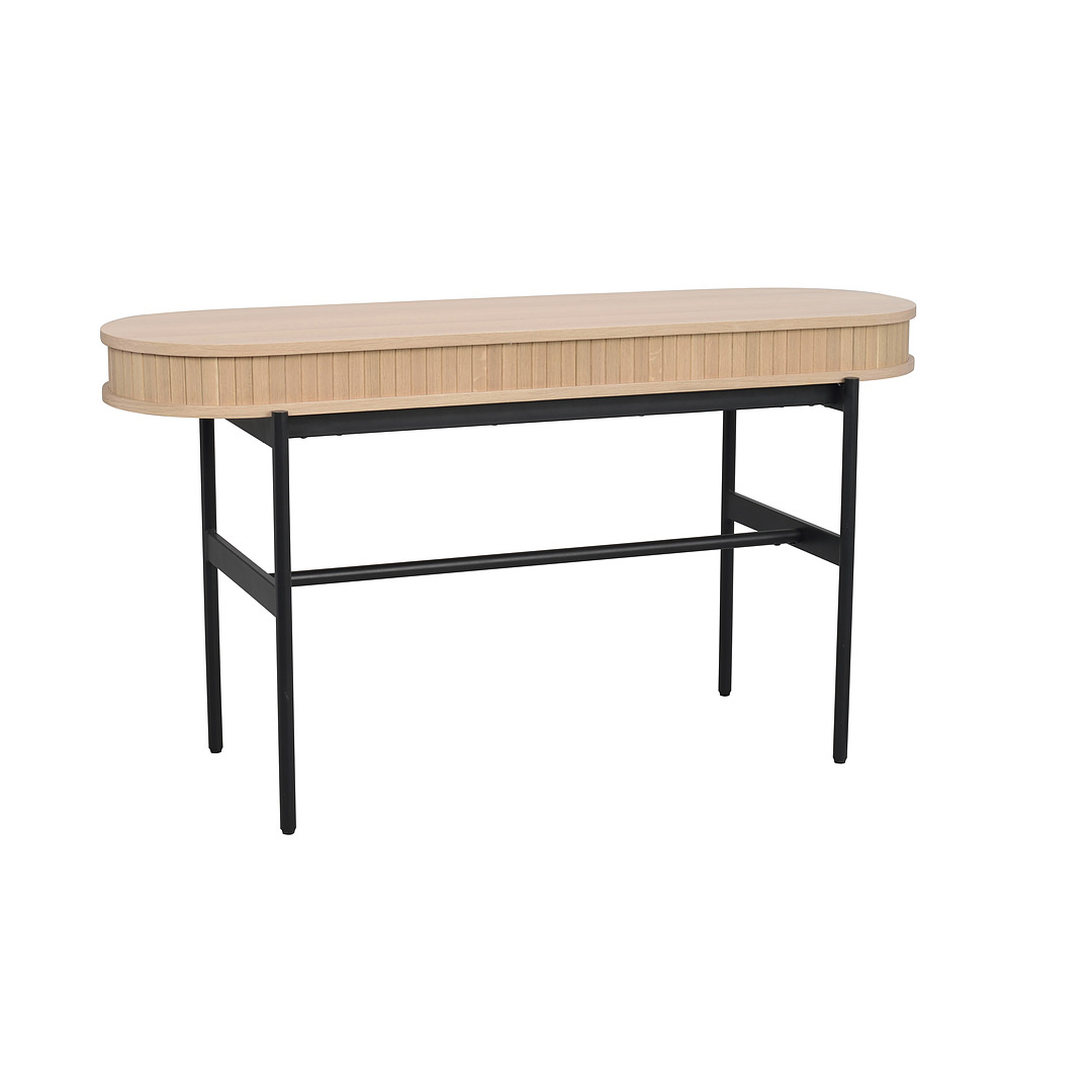 Rašomasis stalas-konsolė Haddington, 142 cm, ąžuolo mediena (balkšva / juoda)