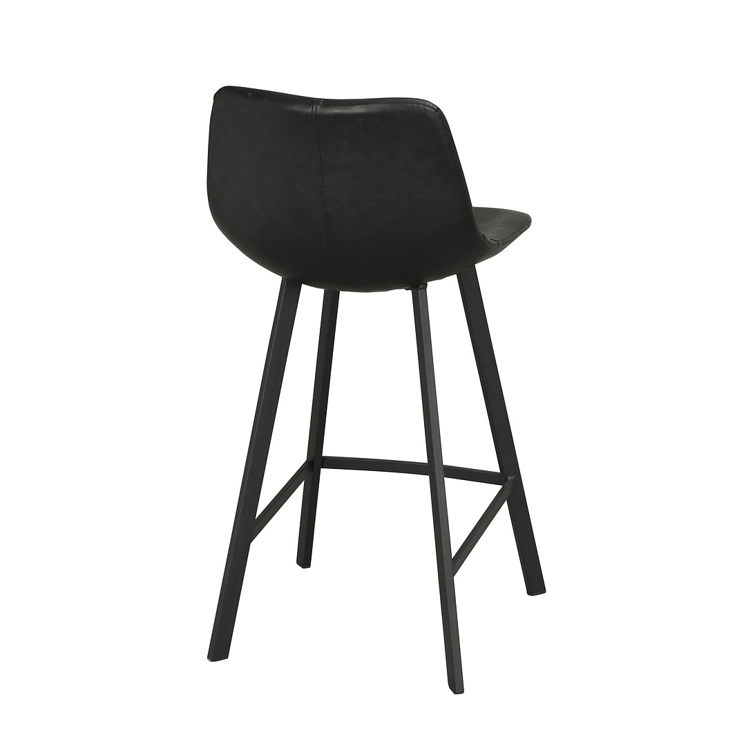 2-jų baro kėdžių komplektas Alpha (juoda dirbtinė oda / metalinės kojos)