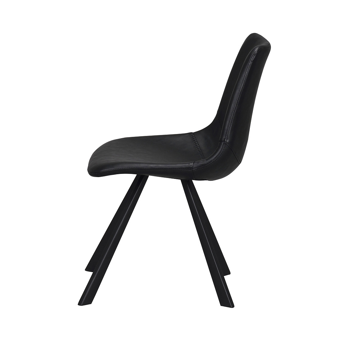 Kėdė Alpha, 2 vnt. (juodas PU / juodos metalinės kojos)