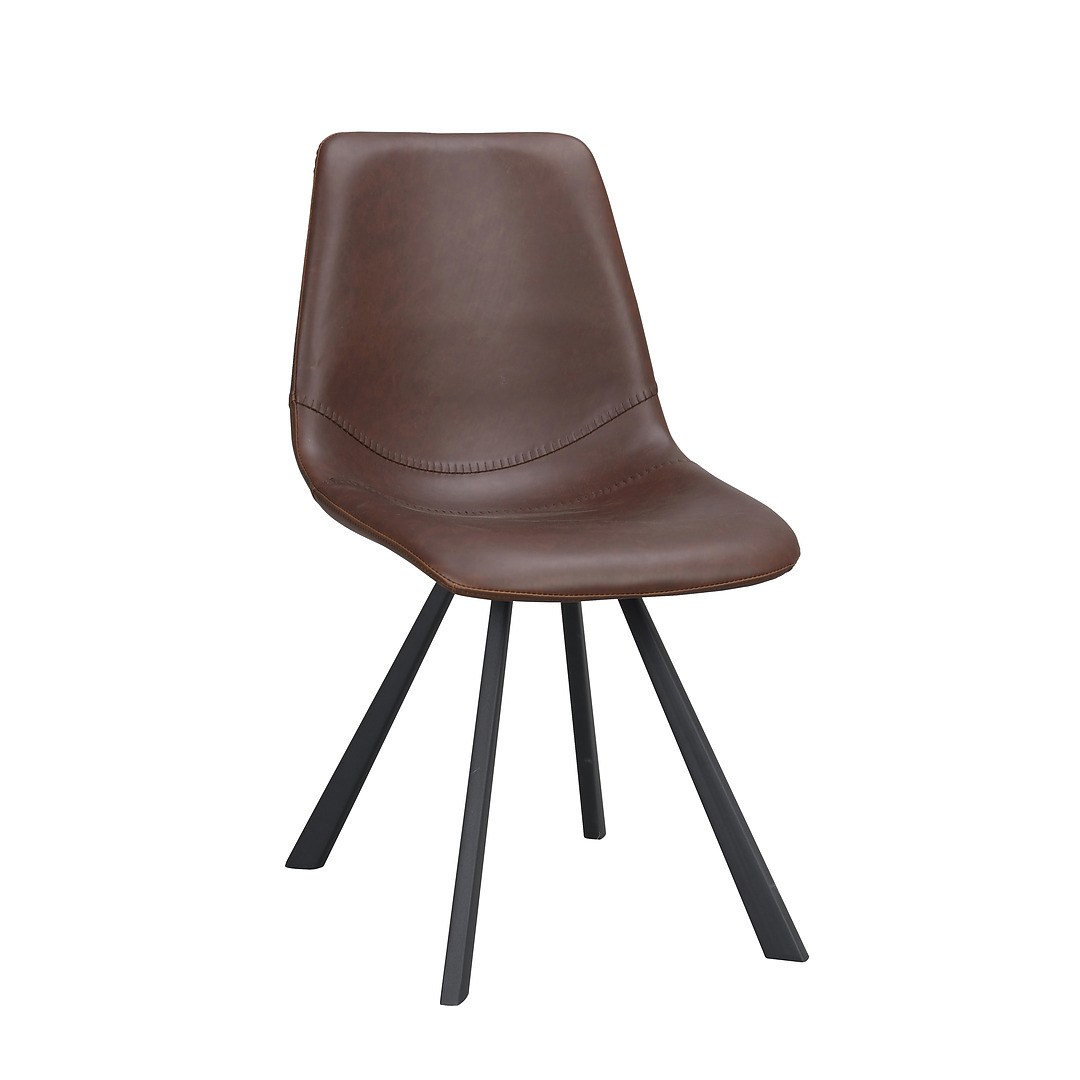 Kėdė Alpha, 2 vnt. (konjako spalvos PU / juodos metalinės kojos)