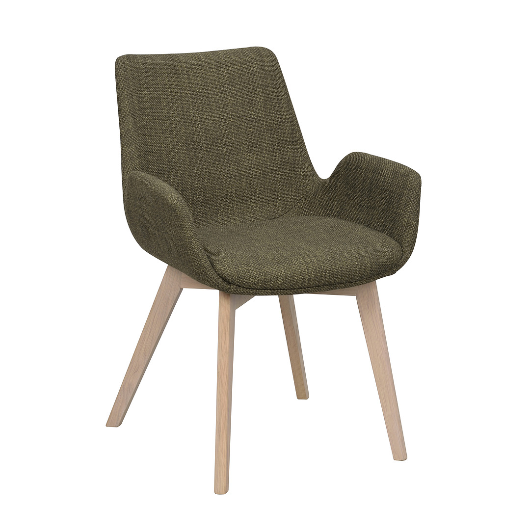 2-jų kėdžių komplektas Drimsdale, balkšvos ąžuolo medienos kojos, audinys (žalia / balkšva)